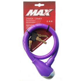 Zámek MAX lankový 12 x 650mm + 3 klíče fialový
